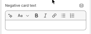 Policy block negative card text setting in the theme editor.